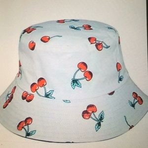 Unisex Cherry Printed Bucket Fishing/Camping Hat